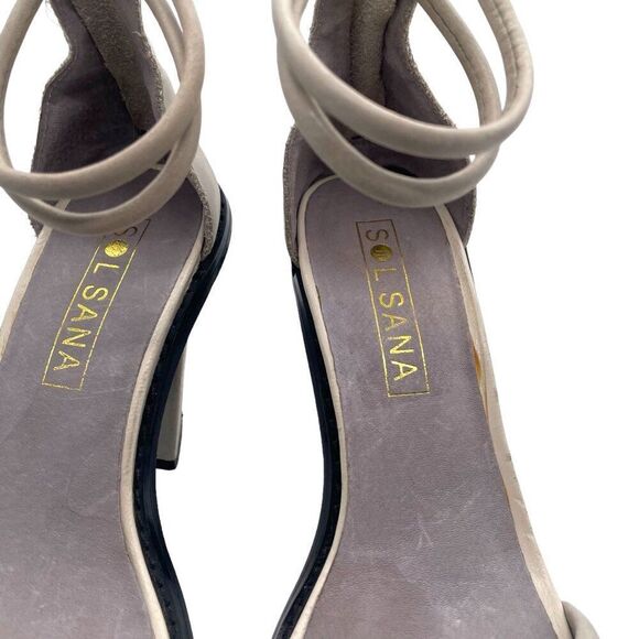 SOL SANA Oscar Leather Triangle Shaped Block Heel Sandals Sz 38 REVOLVE Strappy - Picture 9 of 11